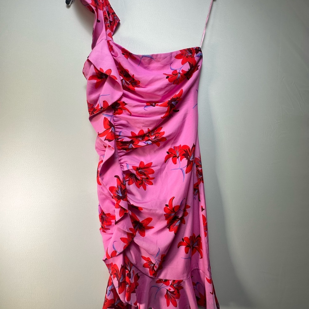 Likely‎ One Shoulder Pink Floral Dress - Picture 3 of 7